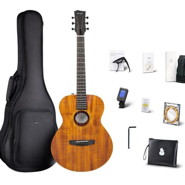 Enya EMK1E Acacia Koa wood Semiacoustic Guitar with 15mm Padded Bag and free accessories